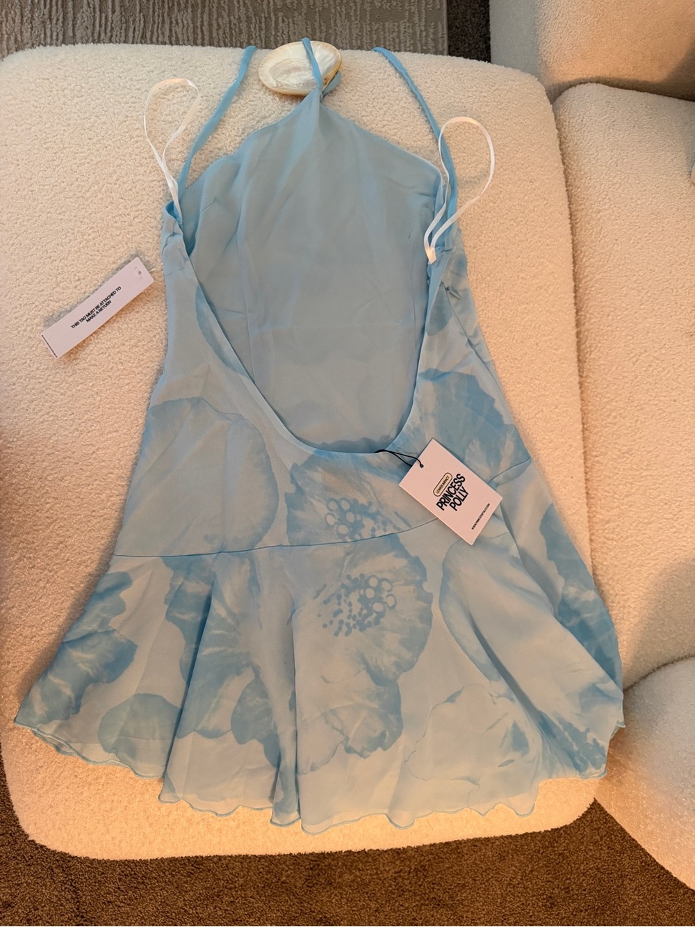 Princess Polly Sky Blue Halter Floral Mini Dress - Picture 6 of 6